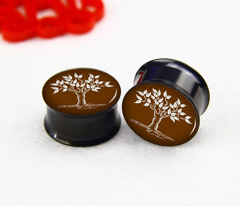 Tree ear plugs plugs gauges handmade ear plugs Black