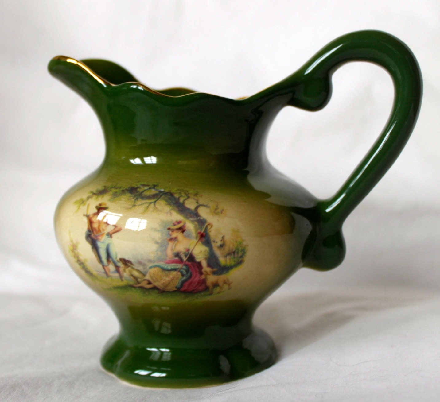 Vintage K.H Pottery Staffordshire Green Vase by VintageBitsAndOdds