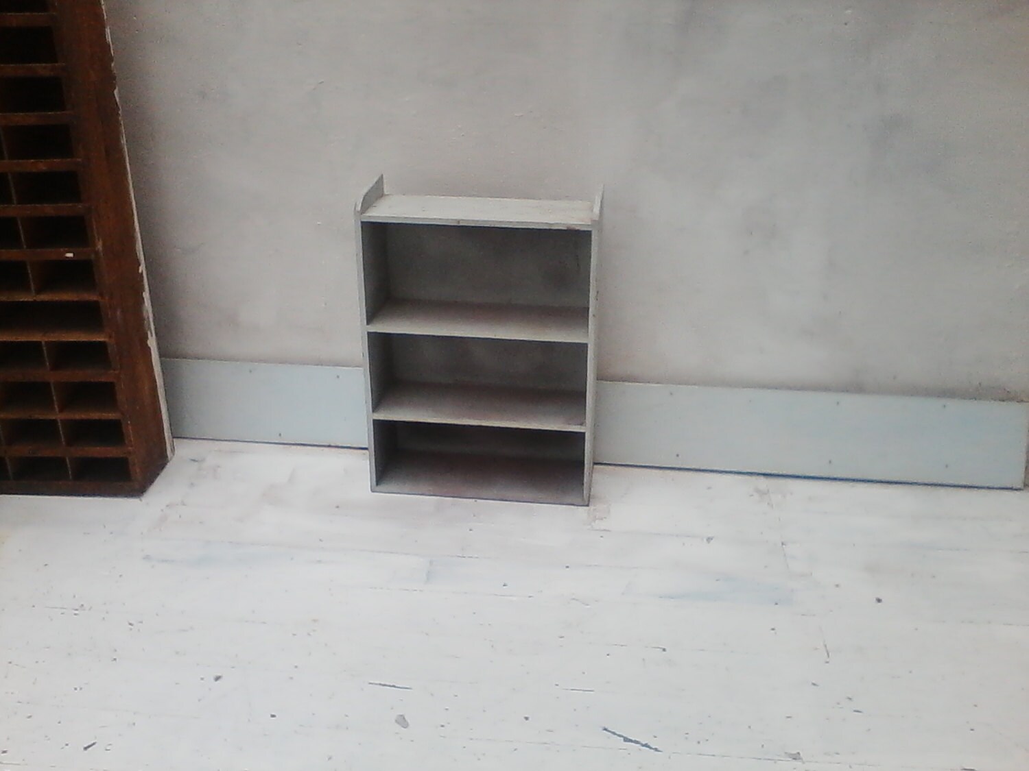 Vintage wooden blue painted shelves for commercial or residential used