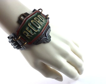 GAULTIER * Gorgeous vintage enamel bracelet "RECORD"