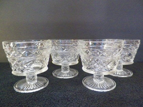 Dessert Cups Pedestal Style Clear Pressed By Jsvintagevillage 1939