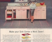 1950s Printable Vintage Ad Housewife Ad with Pink Kitchen Download