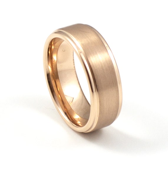 Rose Gold Men's Wedding Band, 8MM, Men's Ring, Tungsten Carbide Ring ...