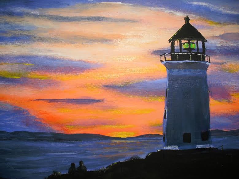 Lover's lighthouse. Acrylic painting. A014 by AMScenicPaintings