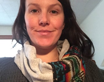 Cotton jersey infinity scarf with Pendleton wool accent
