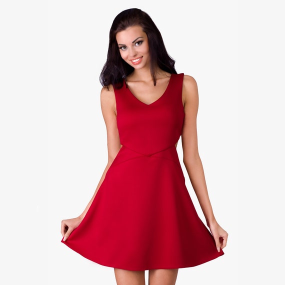 Red Midi dress cocktail dress / garden party by MisheClothes