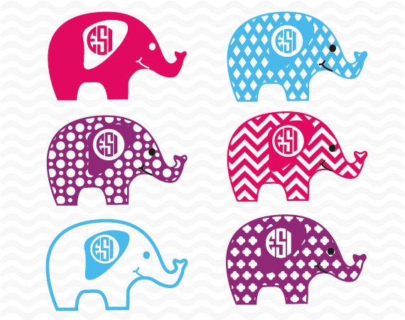Download Elephant monogram designs. SVG DXF & EPS for use with