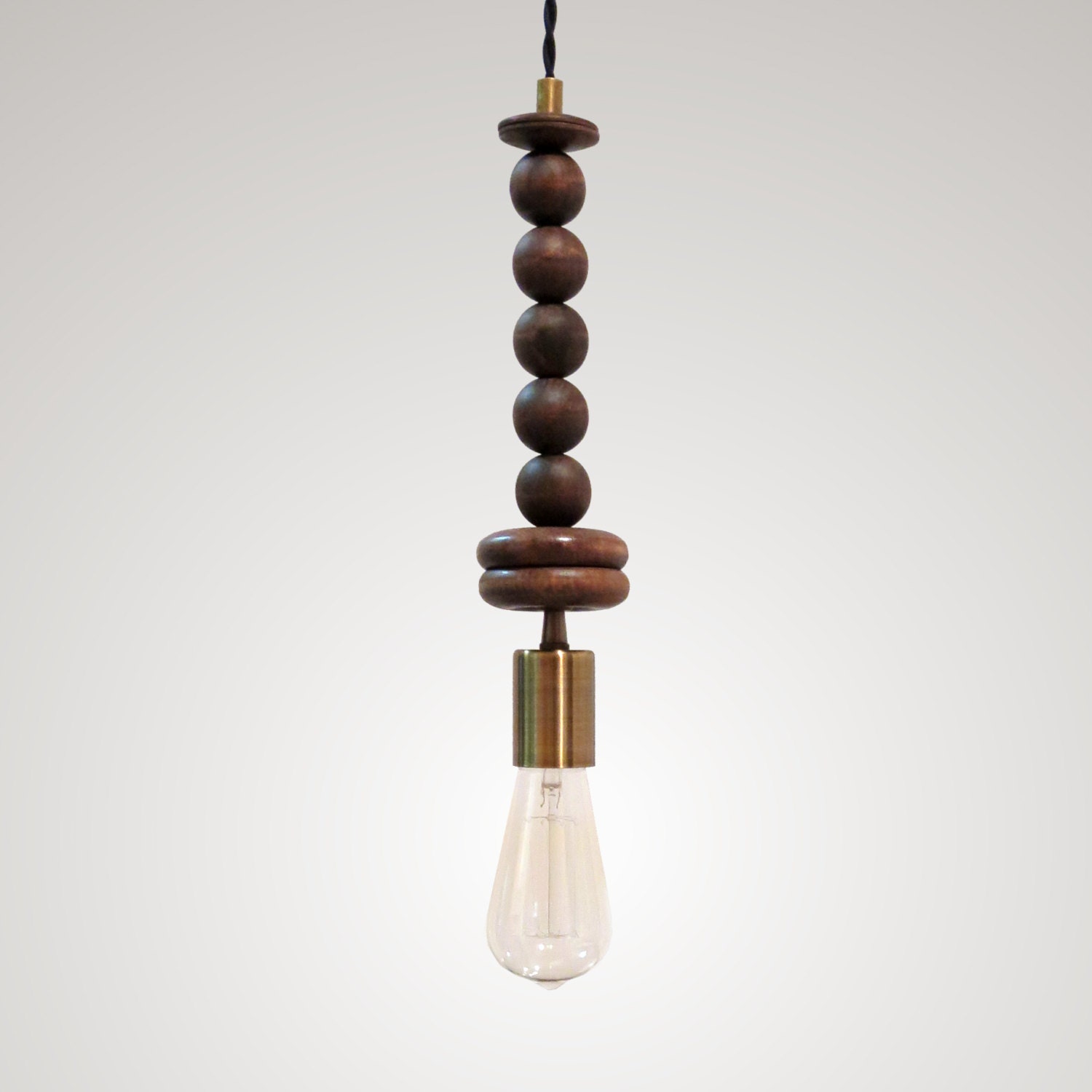 Pendant wood hanging light hard wood beads and antique by OhrNaeh