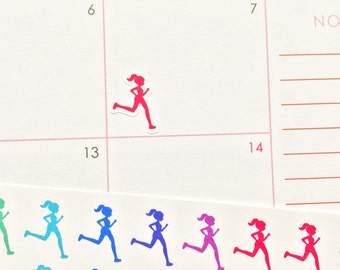 39 Running Girl Silhouette! Free CUSTOMIZATION Perfect for your Erin Condren Life Planner, Filofax, Plum Paper, other planners scrapbooking!