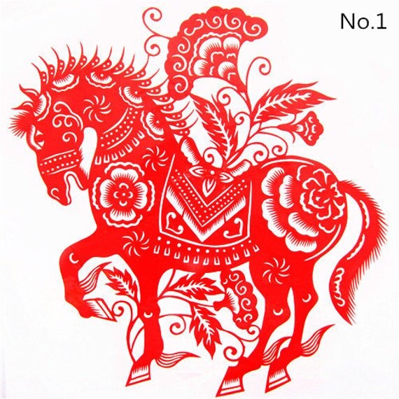 Items similar to 28*28cm Horse Papercutting on Etsy