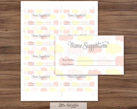 Baby Girl Name Suggestion Cards / Baby Girl Shower / Printable
