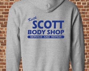 KEITH SCOTT Body Shop mens Hooded Sweatshirt all sizes sport grey funny one tree hill car mechanic vintage hoodie UG644