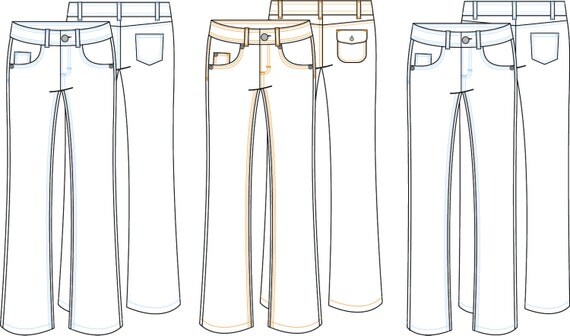 Items similar to CAD Flared Jeans Illustrator Sketch on Etsy