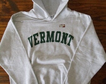 Vermont Hooded Sweatshirt on Ash Gray Hoodie with Green Arch - UVM University of Vermont Burlington Hoodie - Vermont Hoodie - VT sweatshirt