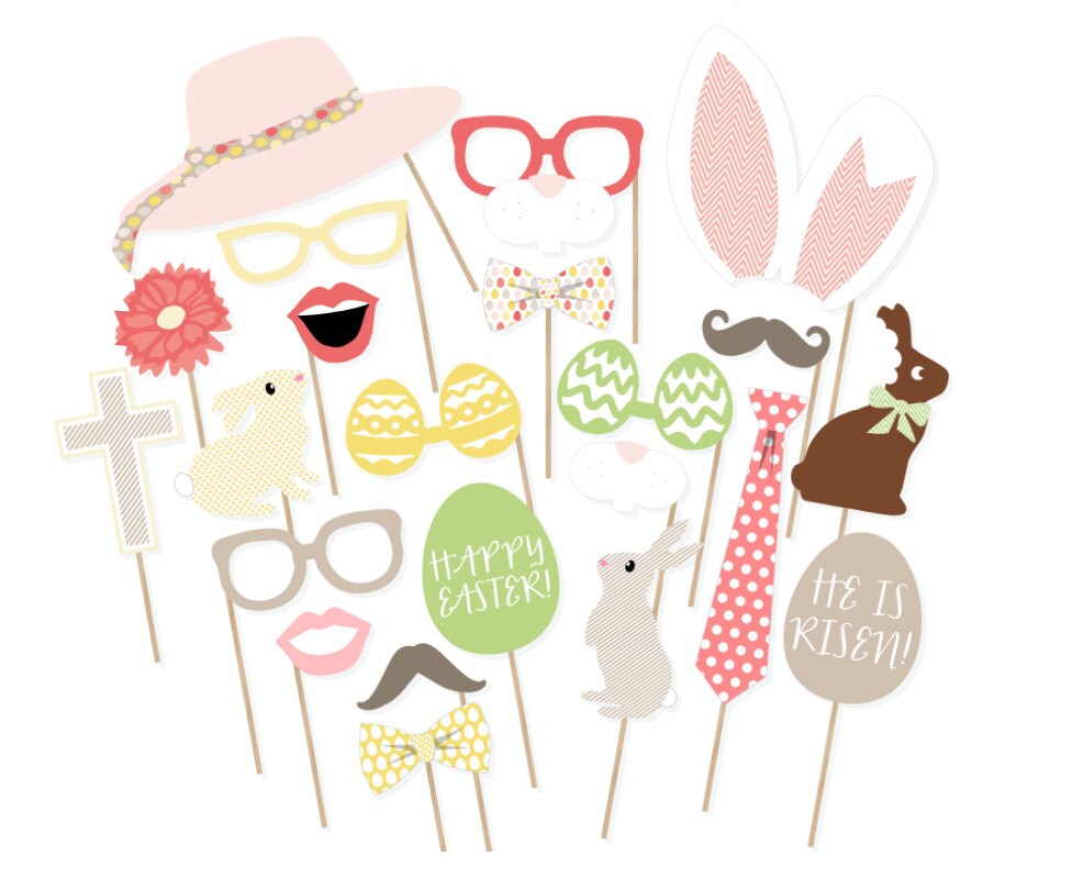 Rustic Easter Photo Booth Props Printable Spring Photo Booth