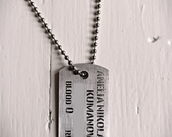 Personalized military Dog Tag pendant - laser cutted