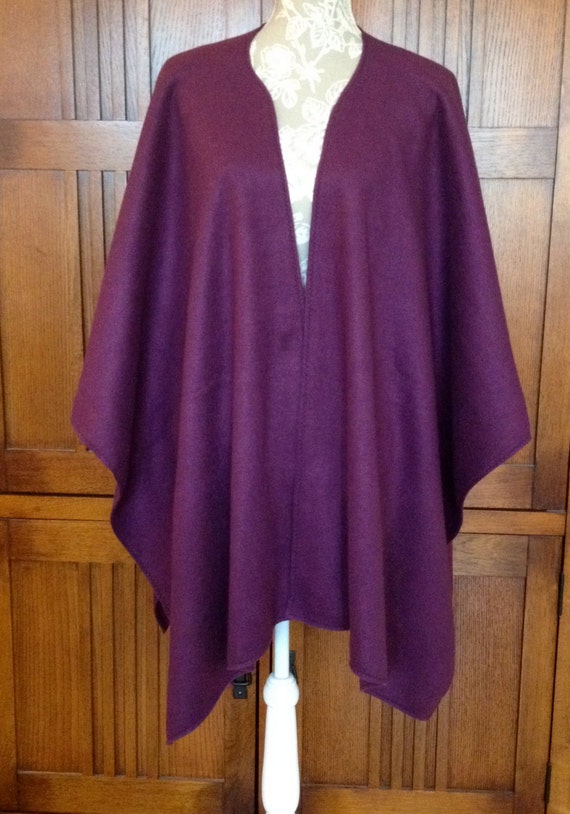 Eggplant Purple Fleece Ruana Shawl Wrap Decorative