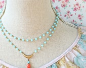 Pale Aqua Double Strand Statement Necklace