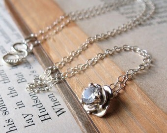 Gemstone Flower Necklace in Sterling Silver with Topaz