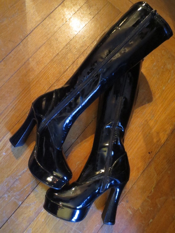 thigh high pvc platform boots