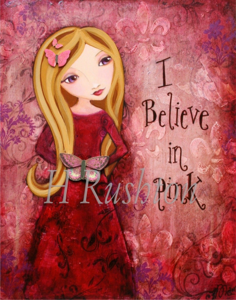 Inspirational Quote Print Mixed Media Art Girls by HRushtonArt