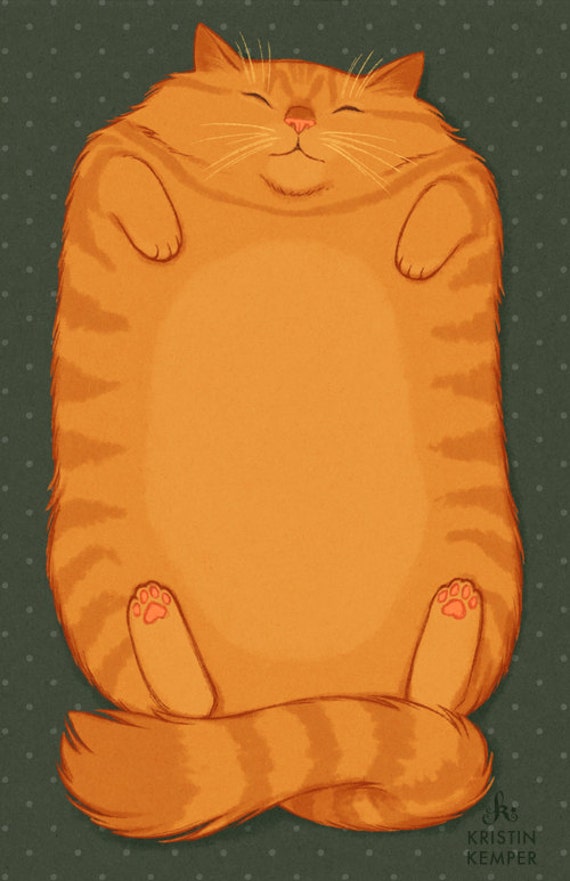 Items similar to Fat Cat - 11x17" Cute Cat Illustration Art Print