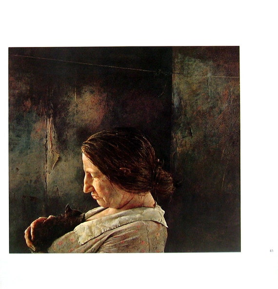 1966 Andrew Wyeth Print Miss Olson Vintage Book Page