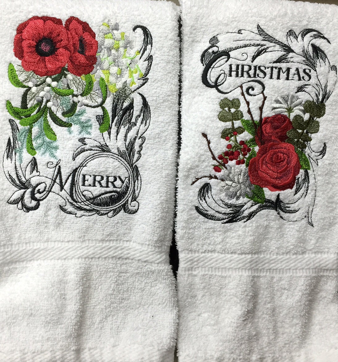 Merry Christmas Hand Towels set of two