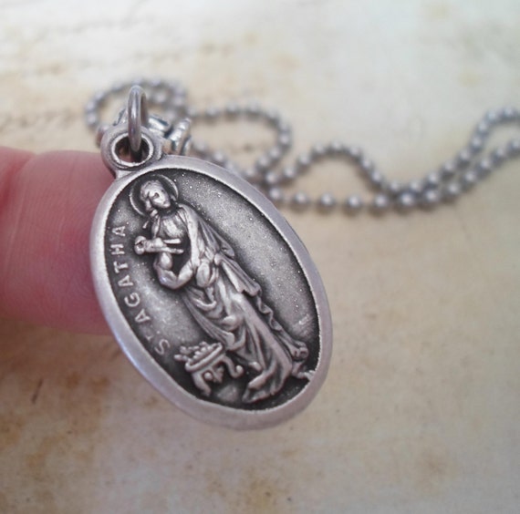 St. Agatha Necklace Patron Saint of Breast Cancer by MarysPrayers