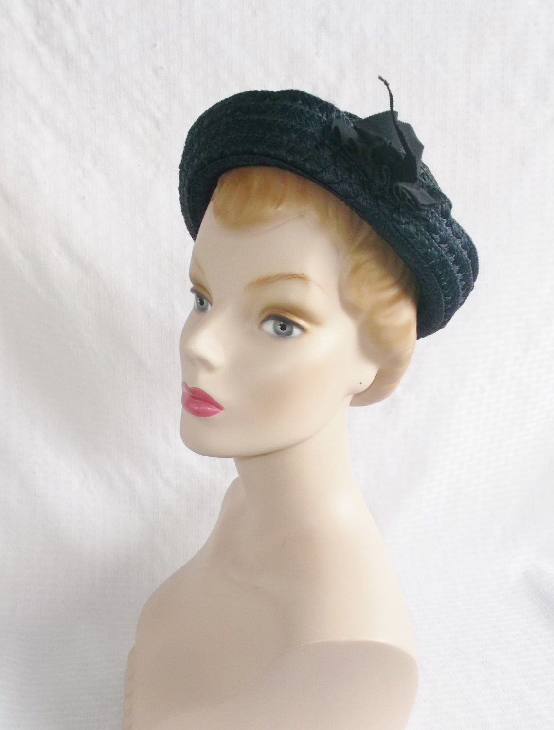 1950's Vintage Navy Blue Hat Teen Age by Gage