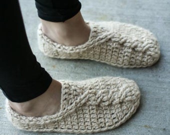 Crochet Pattern - Cable Slippers