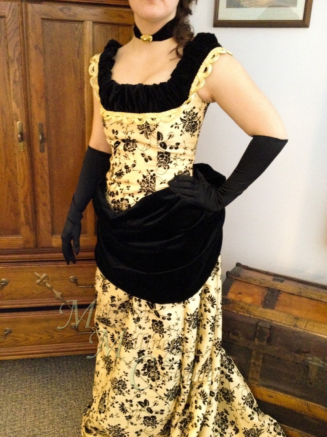 Victorian Bustle Dress 1880s Steampunk Opera Evening Ball gown