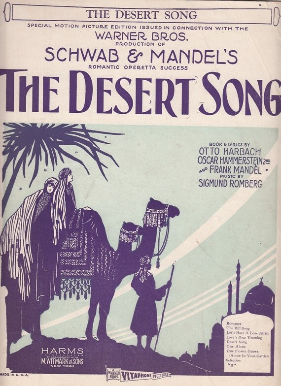 english 2nd edition romantic writers Sheet Desert Song S Otto Music Oscar 1926 Hammerstein Harbach The