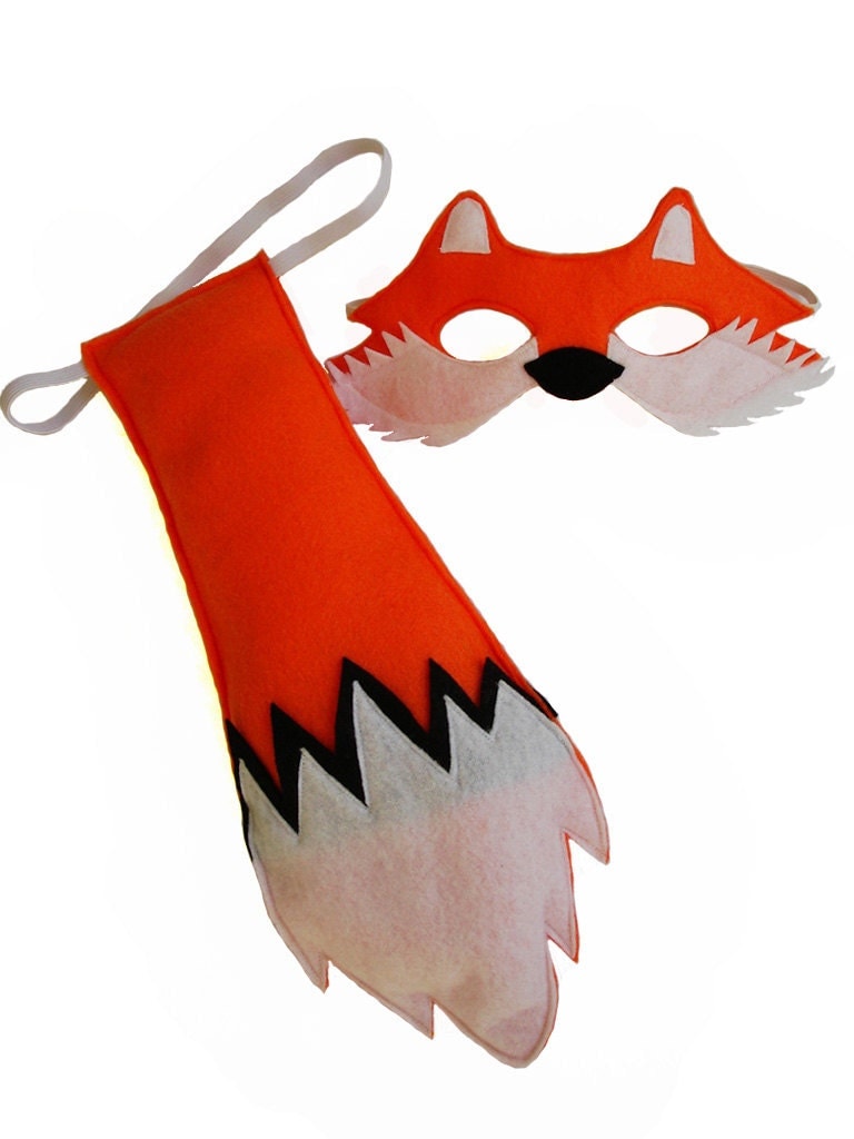 Children's Woodland Animal FOX Felt Mask and Tail Set