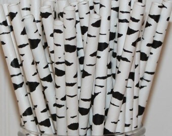 Paper Straws, 25 Birch Bark Paper Straws, Woodland Party Straw, Camping Party Straws, Jungle Safari Party Straws, Birthday Party Straws
