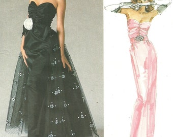 Vogue 1853 / Vintage Designer Original Sewing Pattern By Bellville Sassoon / Strapless Evening Dress Gown / Size 10
