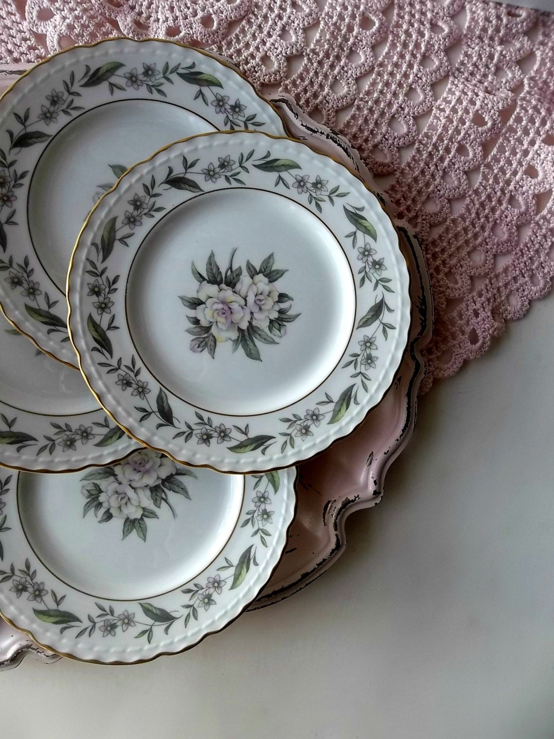 Vintage Royal Jackson China Dessert Plates.Fleur by 3vintagehearts