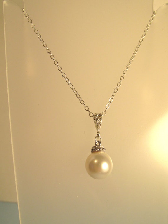 Pearl Necklace Swarovski Crystal Pearl Necklace Pearl Drop