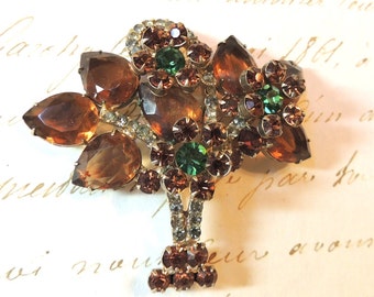 Vintage Juliana Brooch Pin D&E Flower Rhinestone Vintage Jewelry
