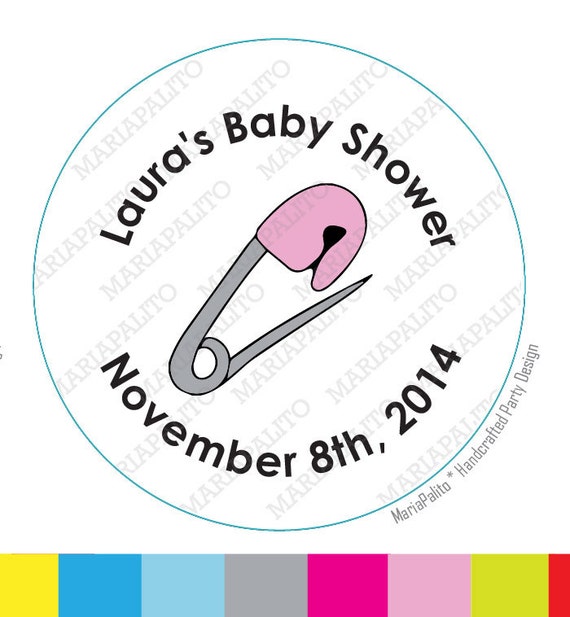 Diaper Safety Pin Stickers Baby Shower Stickers PRINTED