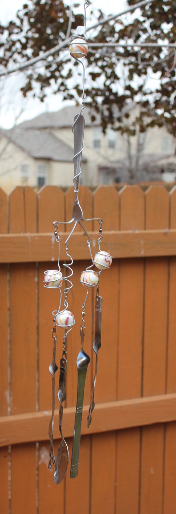 Repurposed Silverware Wind Chimes with Marbles by 1LeftofCenter
