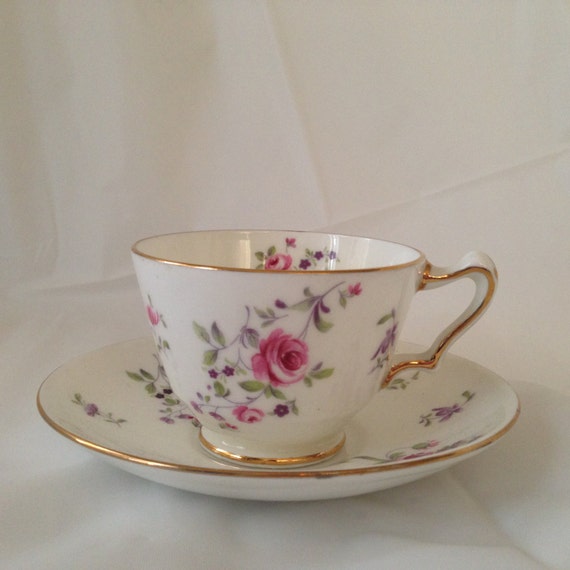 Crown Staffordshire Fine Bone China Cup & Saucer SET 24kt Gold