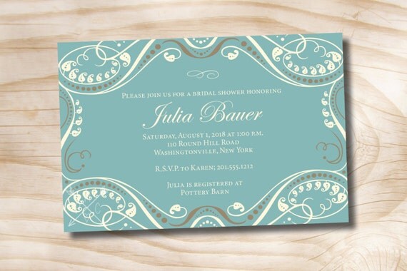 Modern Leaf frame Bridal Shower Baby Shower Invitation - Design File Il_570xn