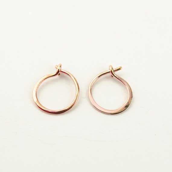 Tiny Rose Gold Hoop Earrings Classic Rose Gold by lunaijewelry