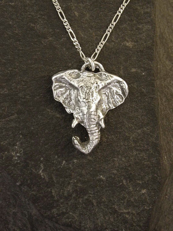 Sterling Silver Elephant Head Pendant on a Sterling Silver