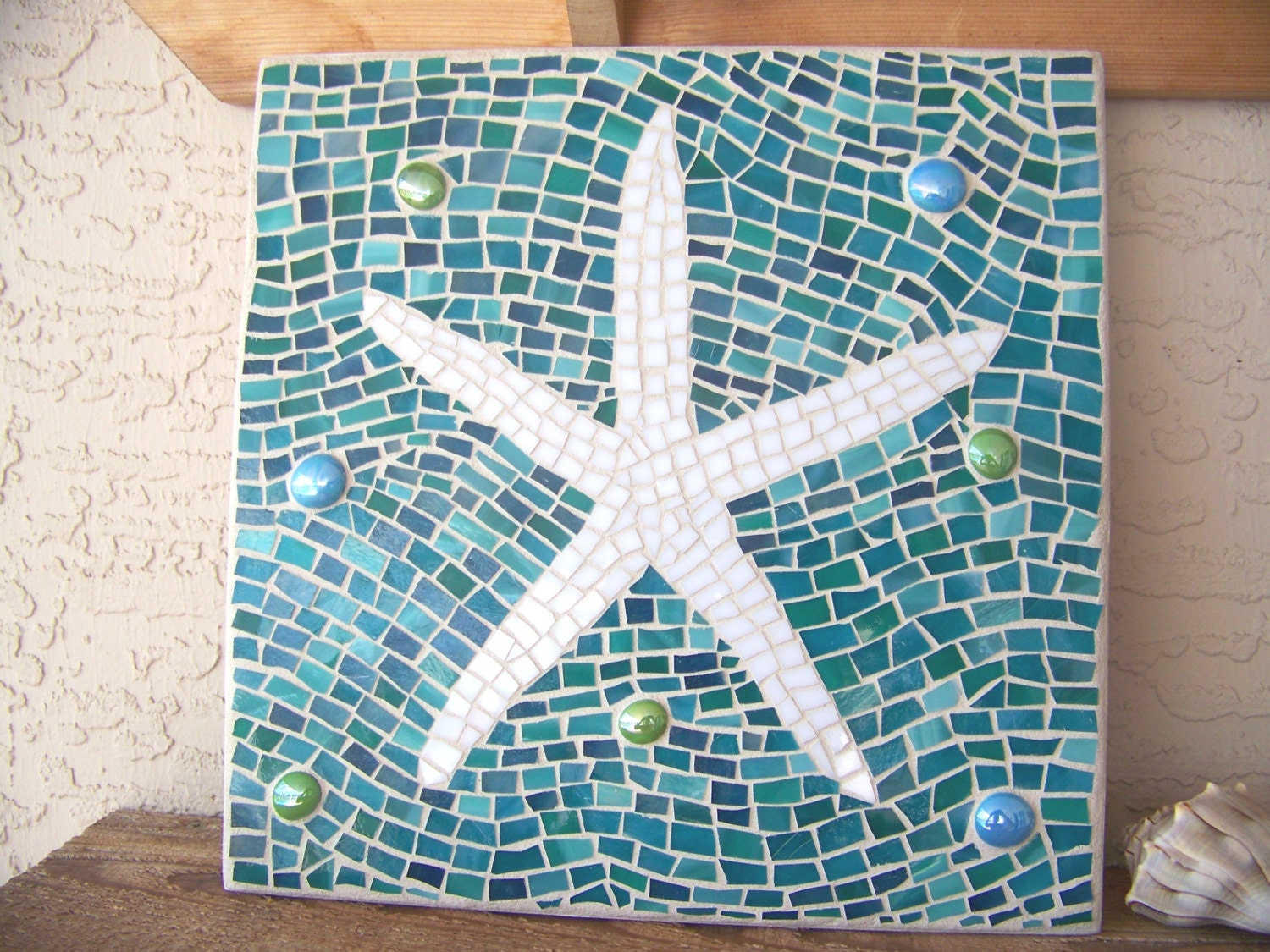 Custom Order Mosaic Starfish Wall Art Starfish by bluewaveglass