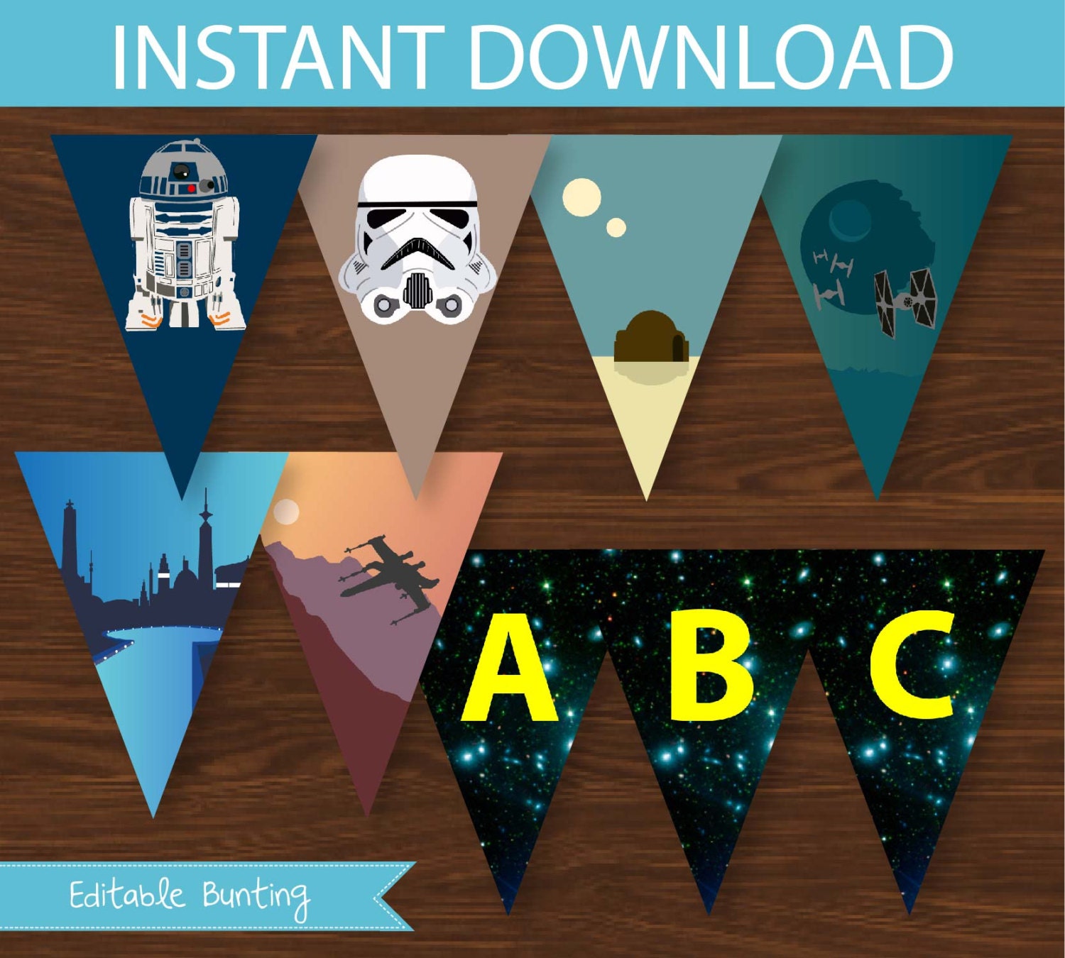 Star Wars Banner DIY Printable INSTANT DOWNLOAD Retro
