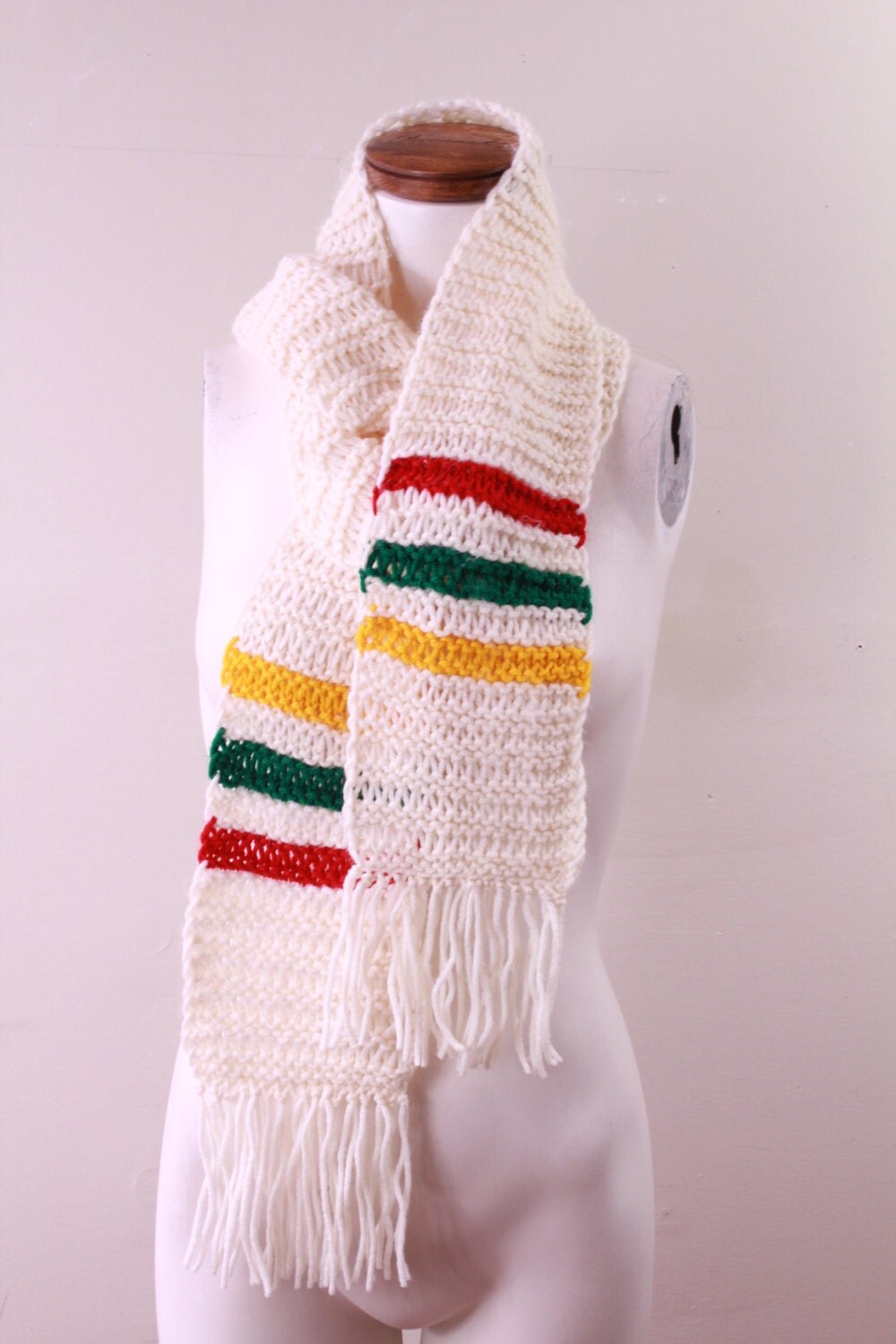 Vintage – 70s – Ivory Cream – Hudson Bay Style – Red Yellow & Green ...