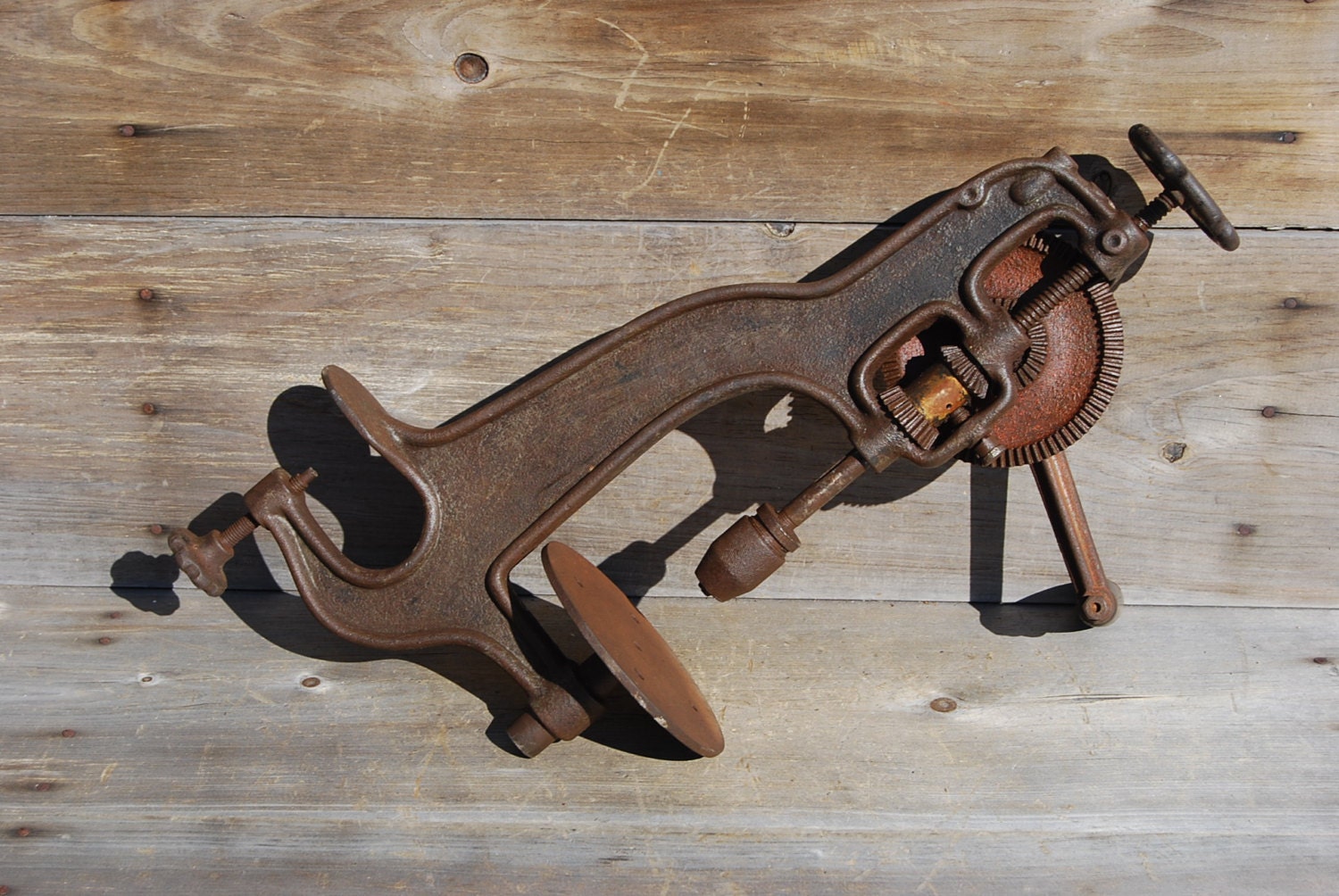 Holiday Sale Vintage Bench Drill Press Old Hand Crank Tool