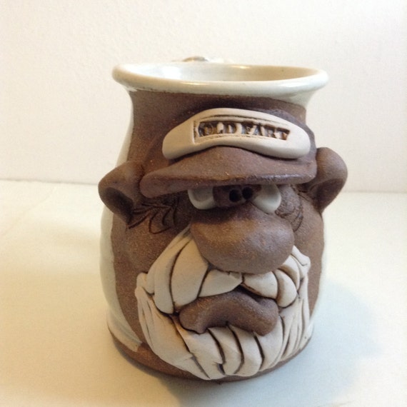 Pottery Face Mug or Cup. Signed Stoneware. by TheGrooveVintage